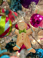 Load image into Gallery viewer, Gingerbread Cookies Girl &amp; Boy Metal Ornaments Set of 2
