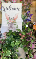Load image into Gallery viewer, Bunny with Pink Flowers and Ivy Outdoor Flag
