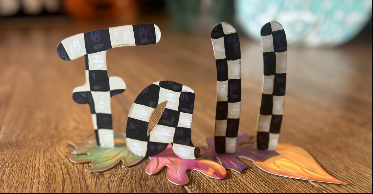 Black and White Check Fall Letters Centerpiece