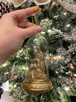 Load image into Gallery viewer, Christmas LED Glass Nativity &amp; Gold Cloche Ornament Set of 2
