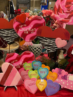 Load image into Gallery viewer, Valentines Day: Chocolate Dipped Metal Heart with White Drizzle Outdoor Stake
