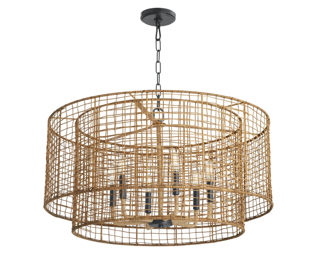 Quorum 8023-6-59 Rattan Shade 6-Light Pendant