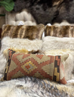 Load image into Gallery viewer, Aztec Kilim Pillow with 12”x20” Form Western Style, Dark Terra Cotta, Brown
