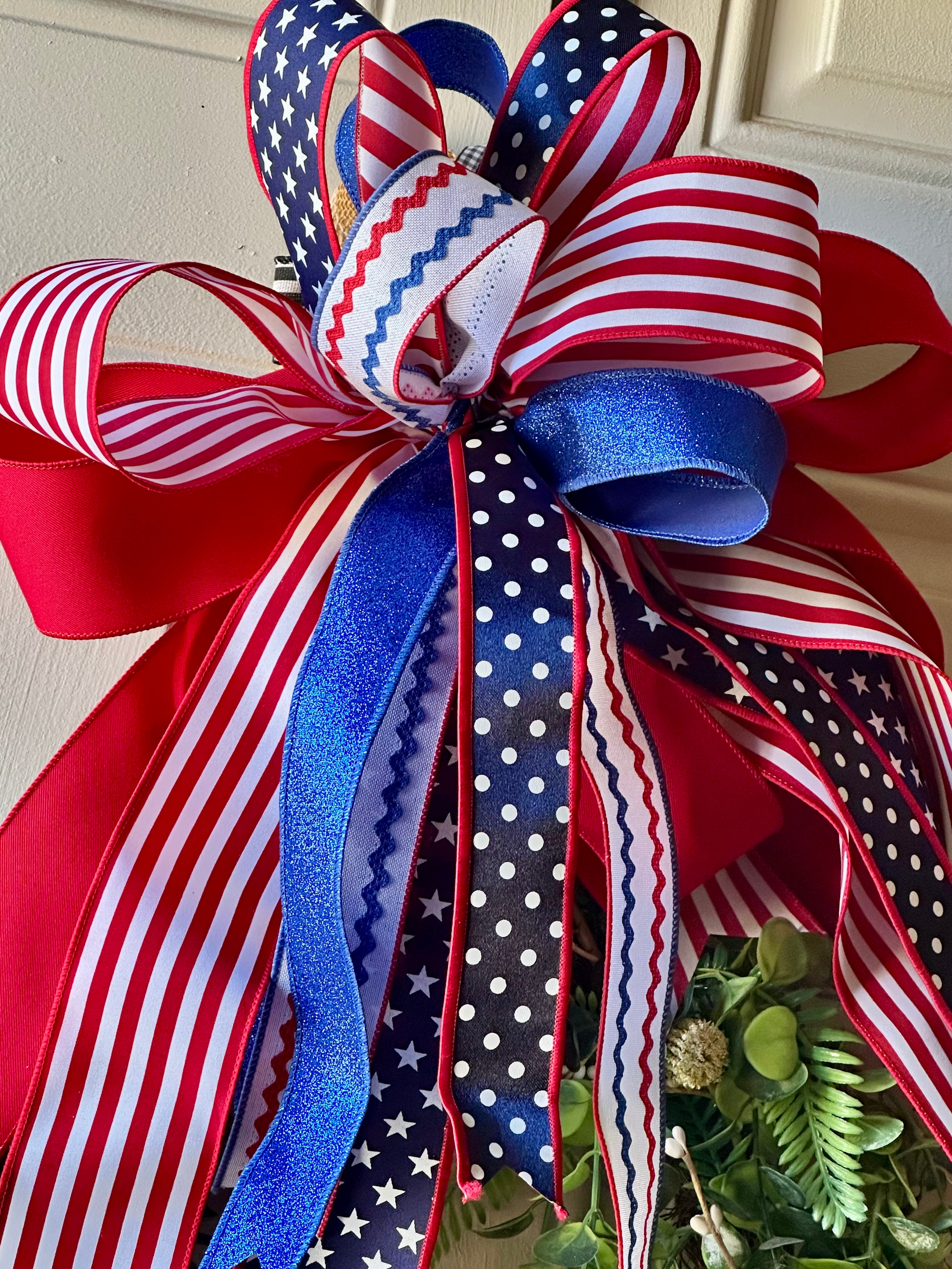 Americana: Red, White, and Blue Stars Bow Ric Rac and Polka Dots
