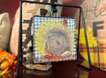 Load image into Gallery viewer, Fall Straw Smiling Scarecrow Mini Print with Galvanized Frame
