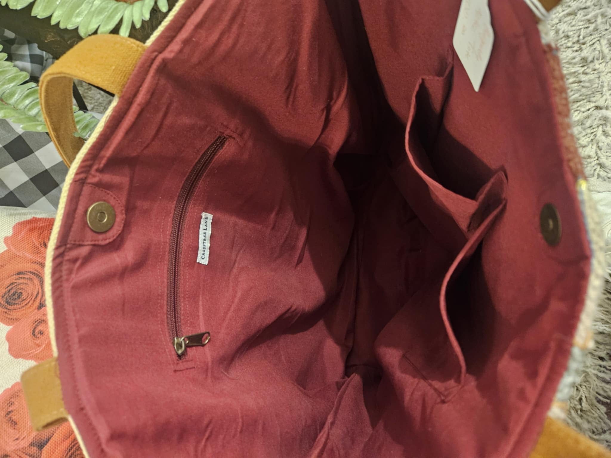 Burgundy Aztec Tote