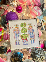 Load image into Gallery viewer, Nutcrackers in Blue, White, &amp; Green Topiary Mini Print
