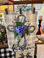 Load image into Gallery viewer, Embellished Easter Cross He is Risen Outdoor Flag
