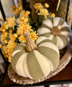 Load image into Gallery viewer, Fall Small Khaki &amp; Cream Knit Horizontal Stripe Pumpkin
