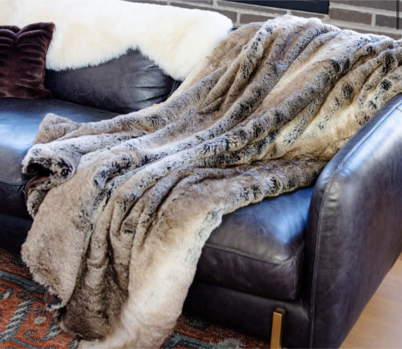 Gray Rabbit Faux Fur Throw 60"x72"