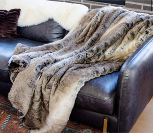 Gray Rabbit Faux Fur Throw 60"x72"