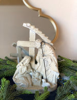 Load image into Gallery viewer, Christmas White Holy Family Resin with Manger and Cross
