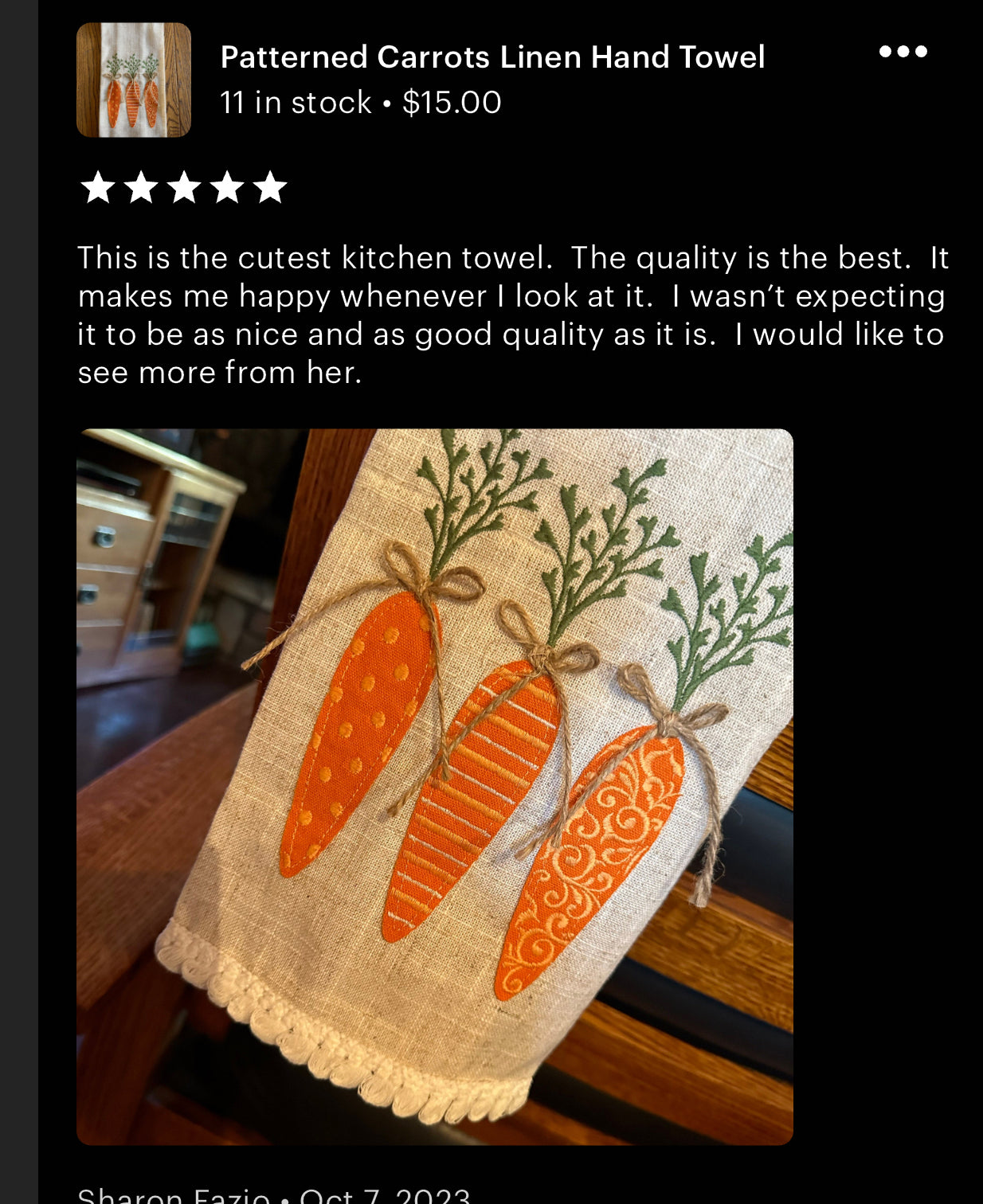 Linen Carrots Hand Towel with three patterns