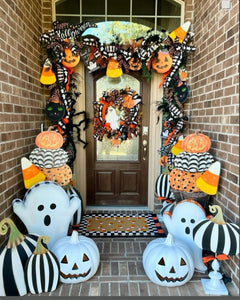 Jack-o-Lantern Stacked Pumpkin Topiary Roundtop