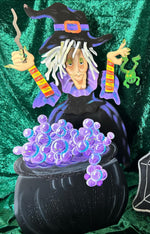 Load image into Gallery viewer, Small Tillie the Witch Metal Black, Purple, with Frog Roundtop Collection
