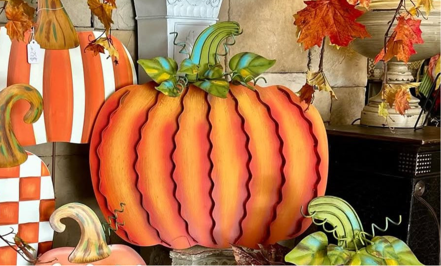 Set of 3 Orange Pumpkins with Easels and Stakes, Safe to Use Outdoor