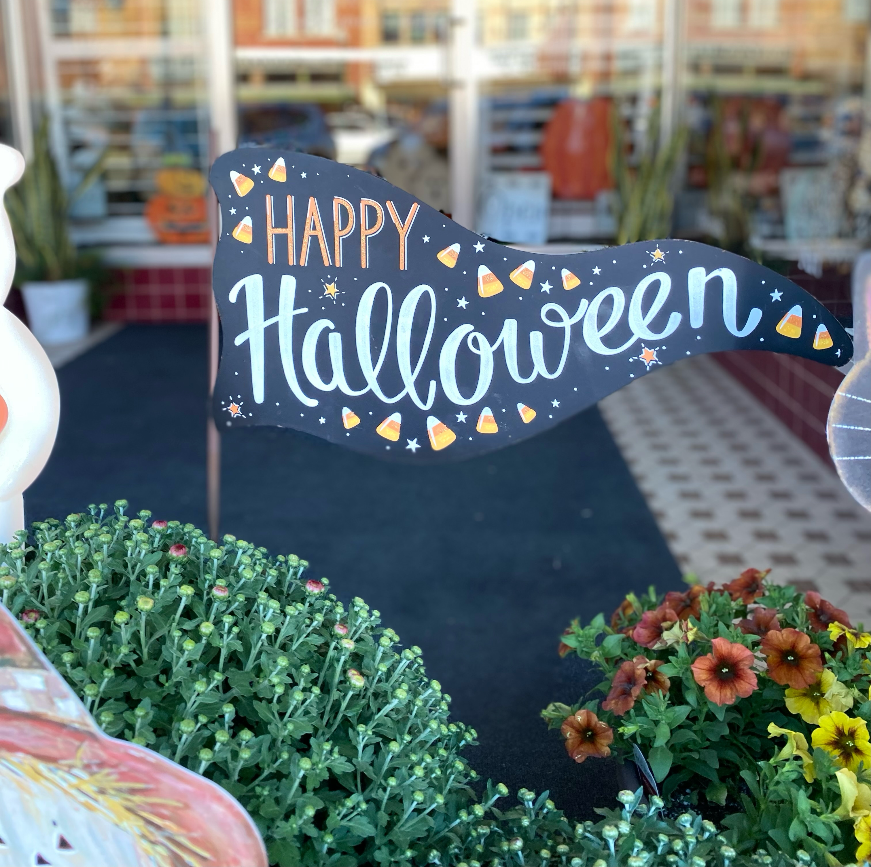 Happy Halloween Metal Flag with Stake