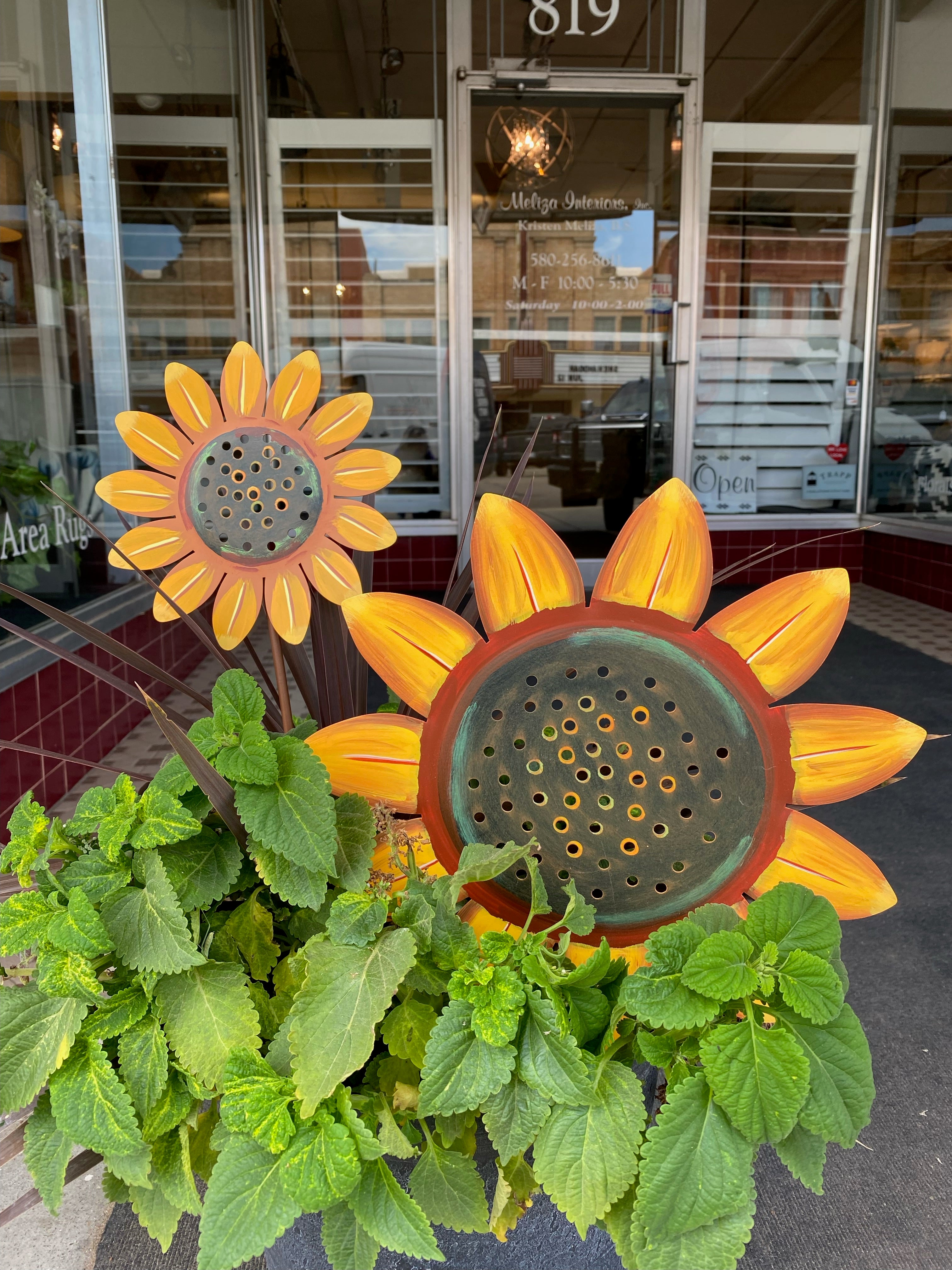Fall/Halloween: Sunflowers Yellow Metal Stake Set of 2