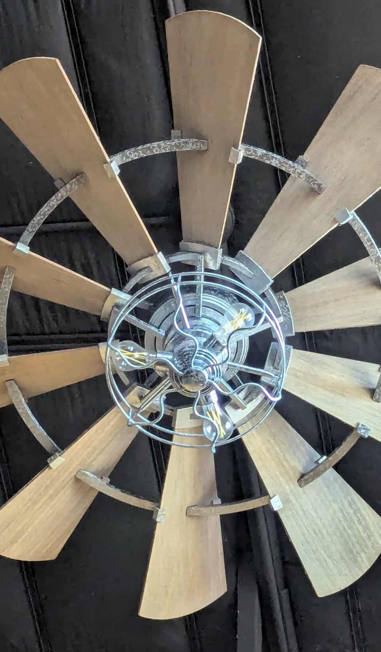 Galvanized Windmill Indoor Ceiling Fan Silver Finish