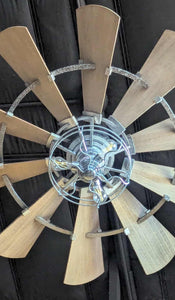 Galvanized Windmill Indoor Ceiling Fan Silver Finish