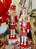Load image into Gallery viewer, Christmas Nutcrackers Red &amp; White Candy Accents Set of 2
