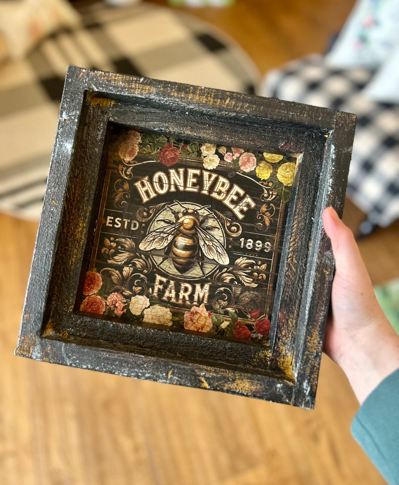 Rustic Boho Honey Bee Distressed Frame