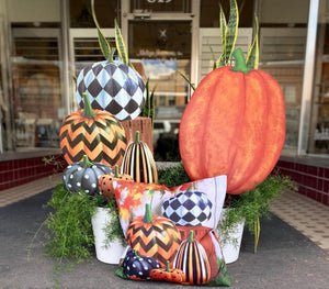 Harlequin Stacked Pumpkin Topiary