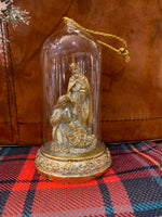 Load image into Gallery viewer, Christmas LED Glass Nativity &amp; Gold Cloche Ornament Set of 2
