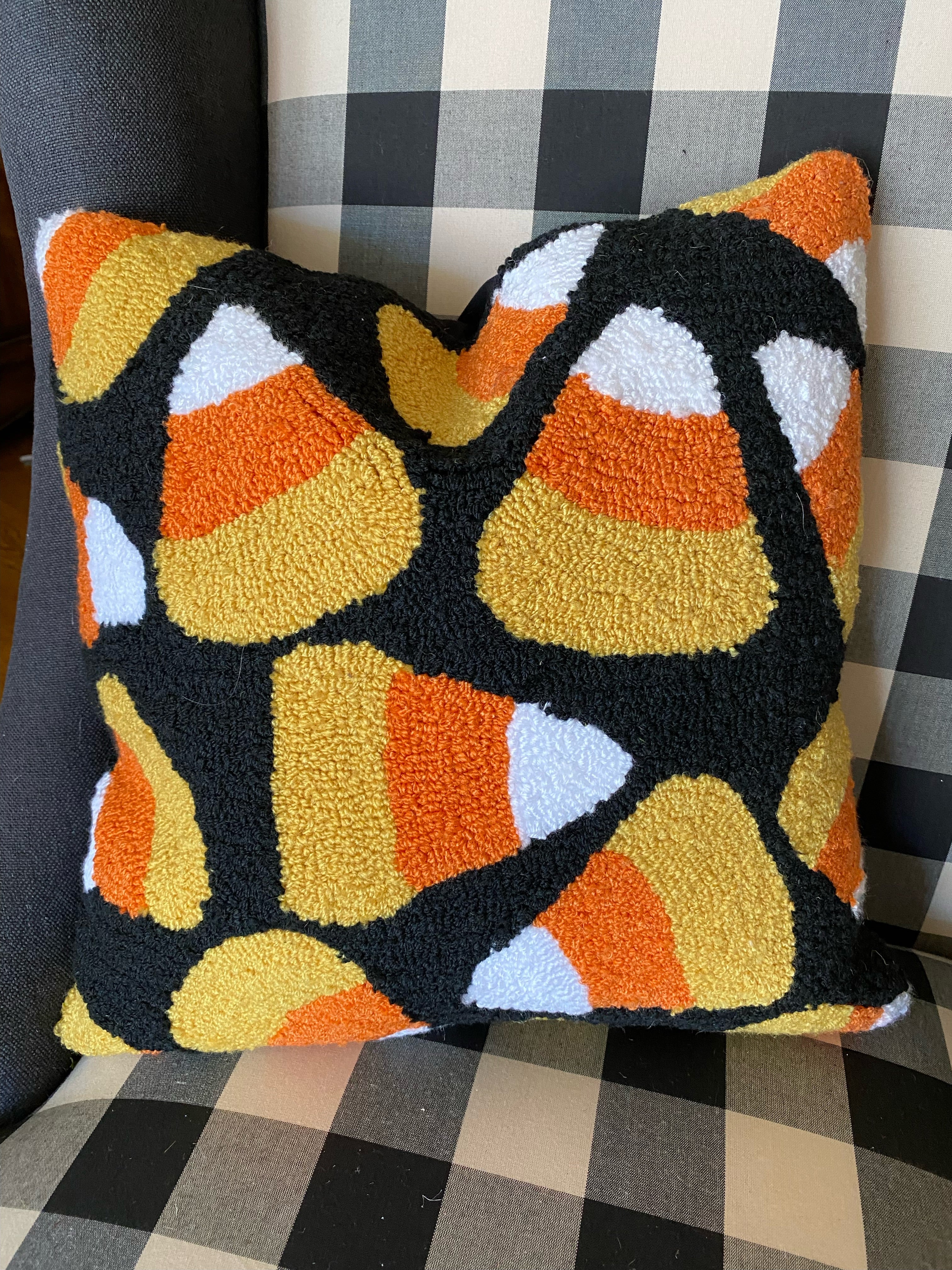 Candy Corn Hook Pillow 18”x18”