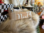 Load image into Gallery viewer, Set of 4 Signs w/ Burlap Bow and Silver Bell 6&quot;length Noel, Believe, Merry Christmas, Joy
