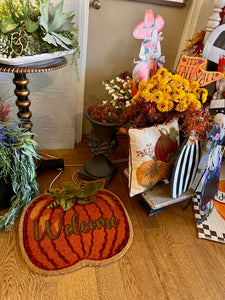 Orange Pumpkin Shaped Welcome Coir Door Rug