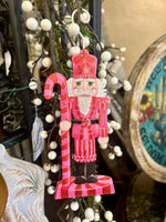 Load image into Gallery viewer, Hot Pink, Red, White Nutcracker Metal Ornament
