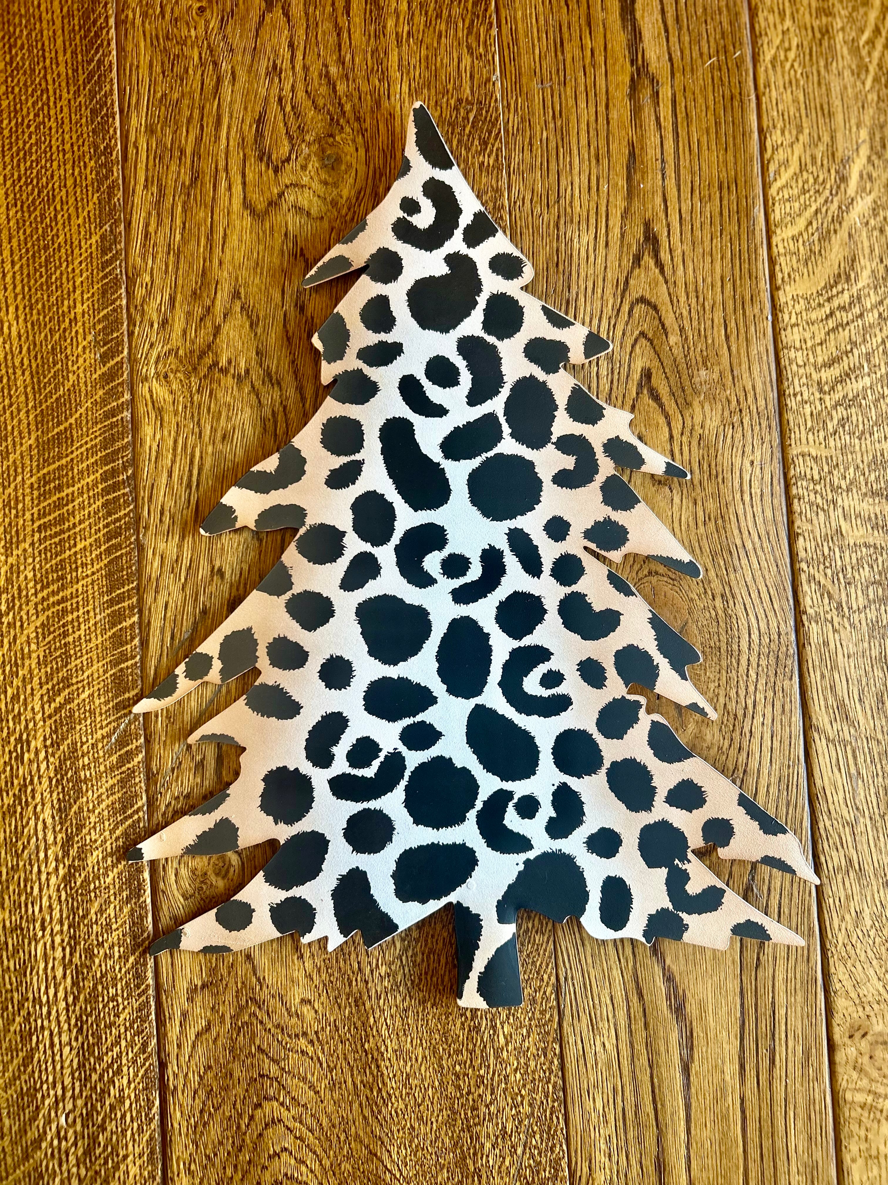 Leopard Christmas Trees Set of 3 Metal Outdoor Stakes