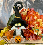 Load image into Gallery viewer, Black Halloween Cat with Witch Hat
