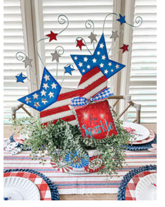 Americana: Flag Stars Set of 2 Metal Stakes