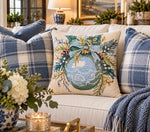 Load image into Gallery viewer, Soft Blue and White Ornament Pillow Christmas
