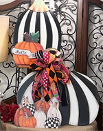 Load image into Gallery viewer, Large Short Black &amp; White Striped Pumpkin Stake
