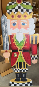Large Nutcracker with Check Pattern Metal Outdoor/Indoor