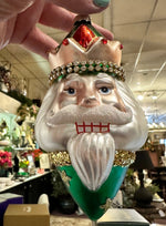 Load image into Gallery viewer, Green Santa with Bling Blown Glass Ornament Mark Roberts
