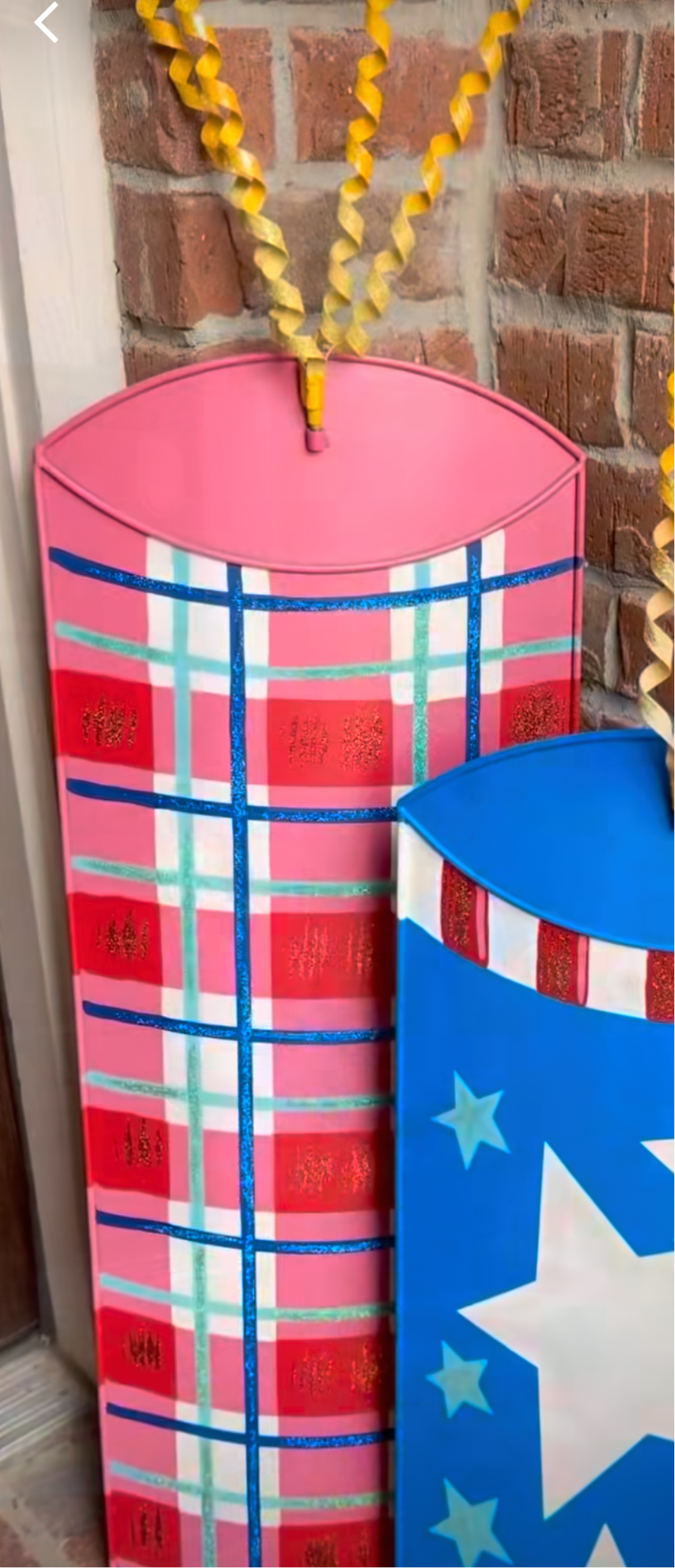 Americana: Large Red Firecracker Metal Stake with Easel