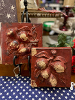 Load image into Gallery viewer, Red Ceramic Accent Tile with Fruit Pattern
