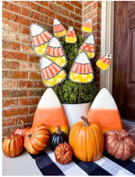 Load image into Gallery viewer, Fall/Halloween: Set of 3 Candy Corn Metal Stakes
