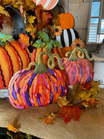 Load image into Gallery viewer, Artful Orange Pumpkins Set of 2 Metal Stakes
