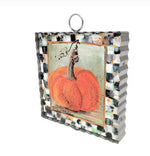 Load image into Gallery viewer, Pumpkin with Black and White Check Border Mini Print with Galvanized Frame
