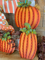 Load image into Gallery viewer, Set of 3 Orange Pumpkins with Easels and Stakes, Safe to Use Outdoor
