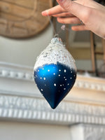 Load image into Gallery viewer, Royal Sapphire Blue and White Set of 3 Ornaments
