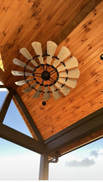 Load image into Gallery viewer, Oiled Bronze Outdoor Windmill Fan by
