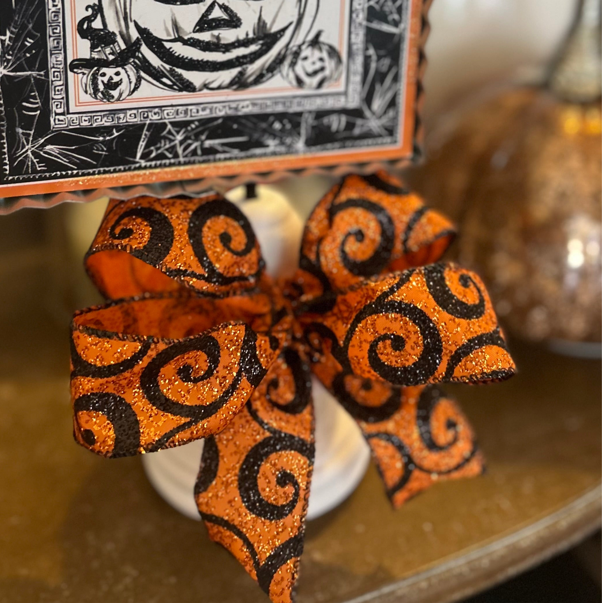 Orange & Black Bow for Mini Prints Display Stand