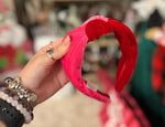 Load image into Gallery viewer, Women’s Headband Pink and Red Velvet Christmas Hair Accessory
