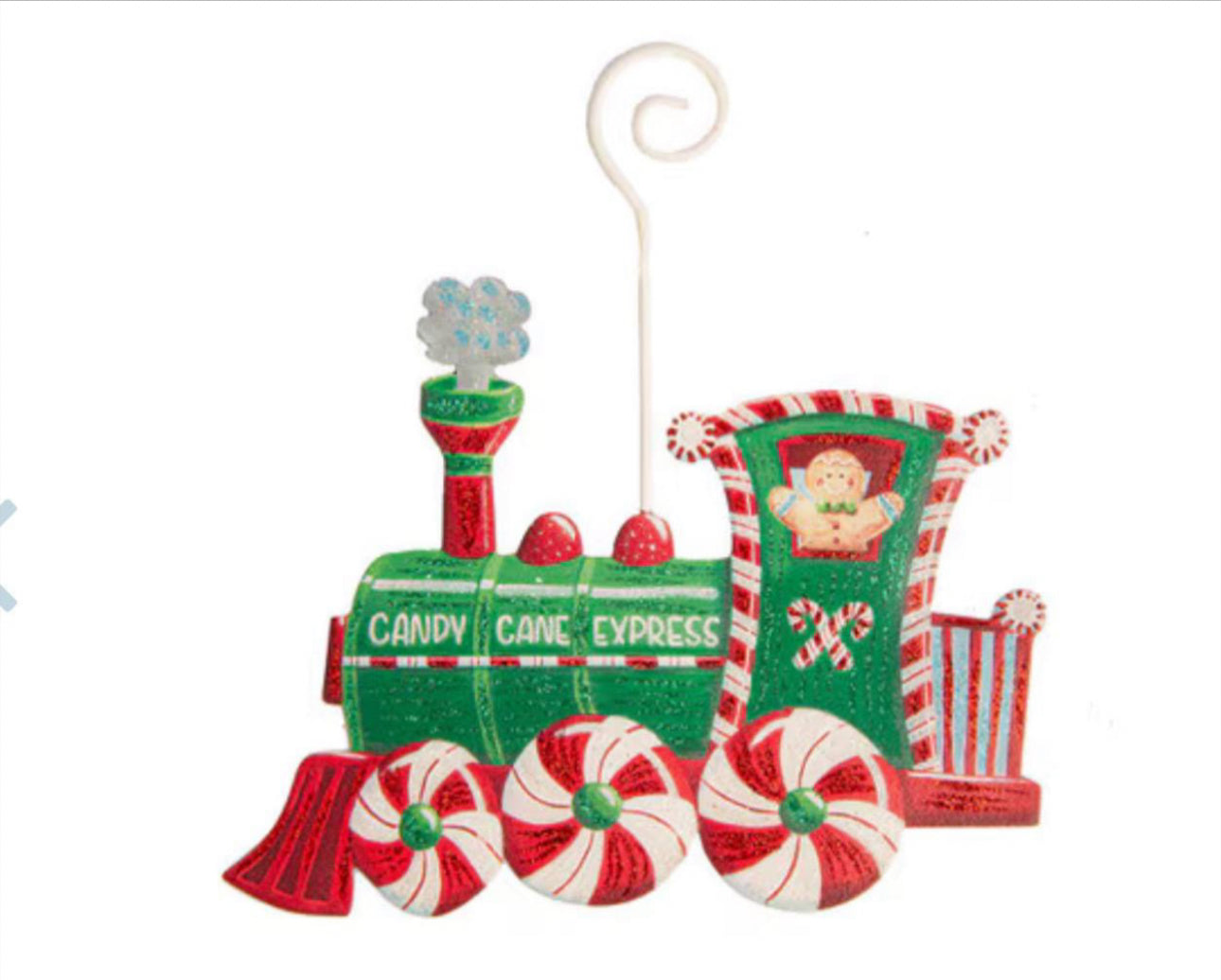 Candy Cane Express Train Metal Ornament